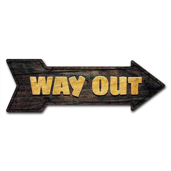 Way Out Arrow Decal Funny Home Decor 36in Wide